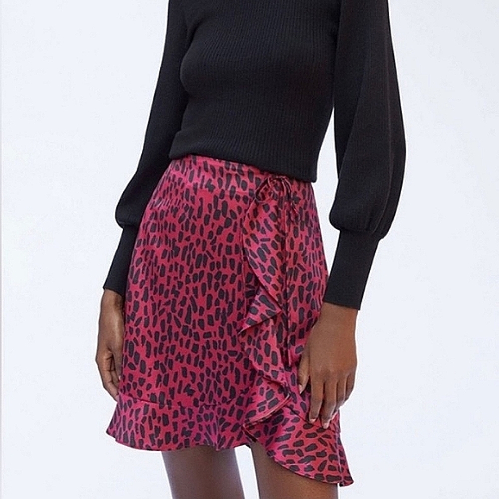 NWT Anthropologie × Hutch Desiree Leopard Animal Print Ruffle Front Mini Skirt M